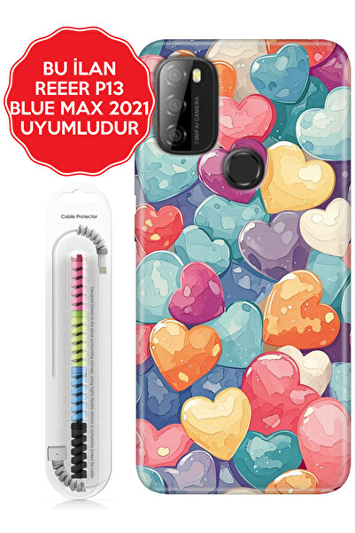 Reeder S23 Pro P13 Blue Max Pro Lite 2020 2021 2022 Kılıf Esnek Renkli Kapak Heart Pattern