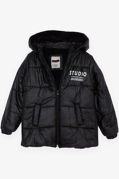 esso mandolin 2-6 Years Boy's Black Coat - Zippered and Hooded