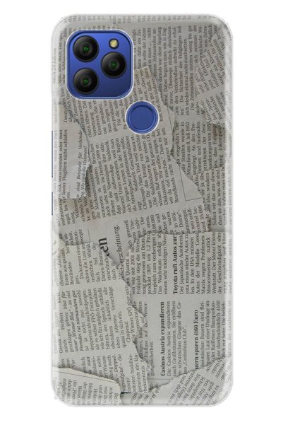 General Mobile Gm 21 Case 0.4mm Laser Cut Silicone Cover Newspaper News