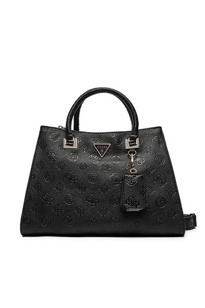 Guess Women's Brand Logo Zipper Closure Daily Black Shoulder Bag Hwpg93 49070-Bla