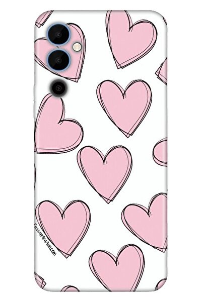 TECNO Pova Neo 2 Kılıf Silikon Desenli Resimli Uv Kapak Pembe Çizgili Kalpler