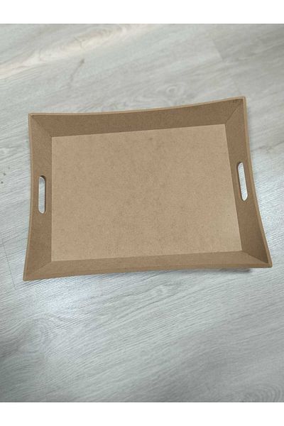 Kadim Bilge Wood Mdf Raw Unpainted Rectangular Boat Large Tray