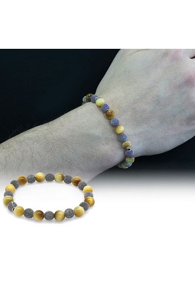 Tesbihane Colorful Globe Cut Natural Stone Bracelet with Metal Combination
