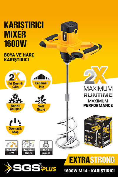 SGS PLUS SGS5099 PROFESYONEL BOYA VE HARÇ KARIŞTIRICI MİKSER MAKİNASI 1600 WATT