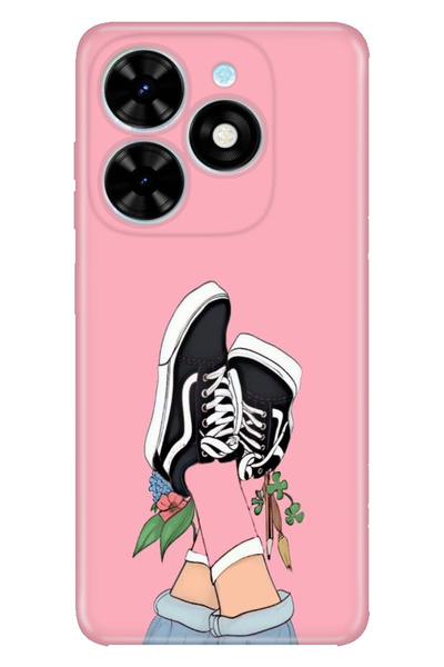 TECNO Spark 20 - 20C Compatible Case Illustrated Printed Nano Silicone Pink C...
