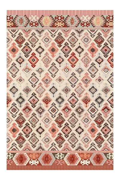 Halımax Drom Kaymaz Tabanlı Yıkanabilir Krem Etnik Eskitme Modern Halı