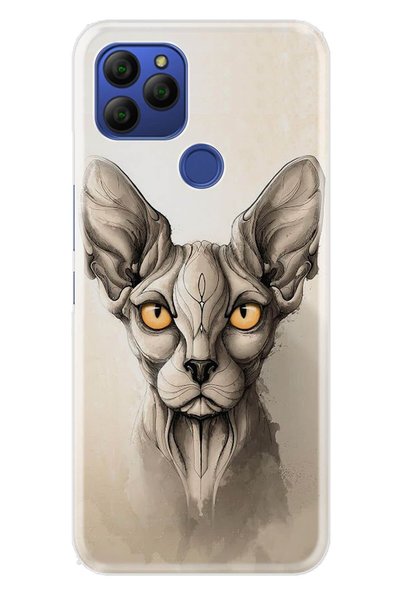 General Mobile Gm 21 Compatible Case 0.4mm Laser Cut Silicone Cover Sphinx Cat
