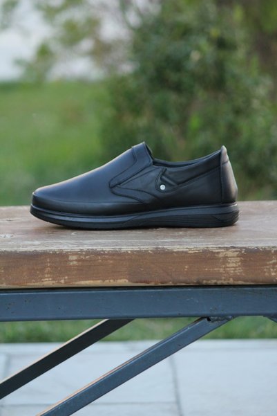 LİCCAS Men's Winter Shoes Genuine Leather Rubber Sole Otobetik and Laceless