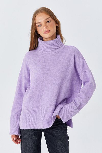 Mixray 6828 Model Lilac Women's Double Sleeve Turtleneck Sweater
