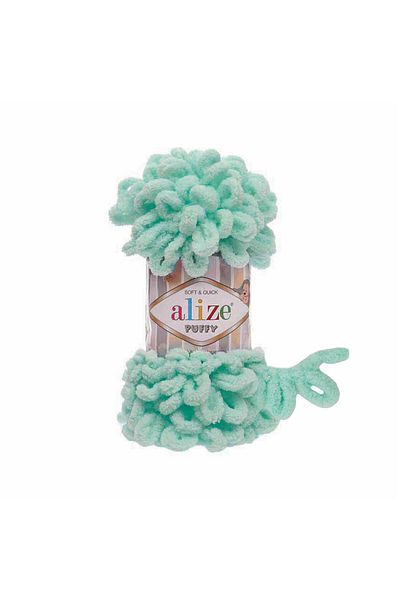 Alize 15 Pieces - 3 Packs - 19 Light Mint Alize Puffy Hand Knitted Blanket Slippers Scarf Cardigan Mat Thread
