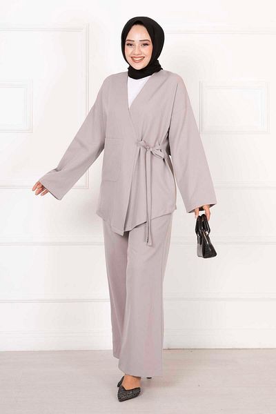 EBRUTESETTÜR Gray 2-Piece Pocket Detailed Side Tie Set