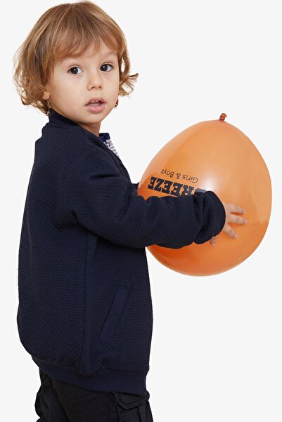 Breeze Boy's Cardigan Basic with Pockets and Emblem, Age 2-6, Navy Blue