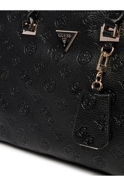 Guess Women's Brand Logo Zipper Closure Daily Black Shoulder Bag Hwpg93 49070-Bla