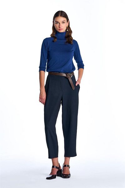 SHERIN Navy Blue High Waist Trousers