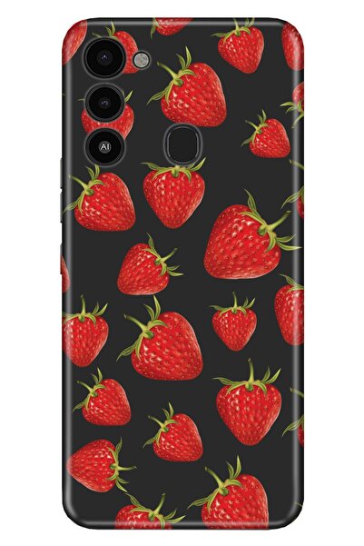 TECNO Spark 8c Kılıf Silikon Moderna Desenli Çilek Motif