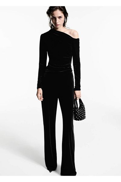MANGO Woman Asymmetrical Velvet Blouse