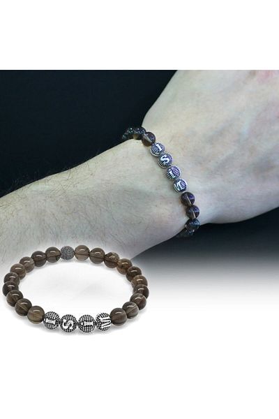 Tesbihane Faceted Quartz Metal Combination Sphere Cut Natural Stone Bracelet