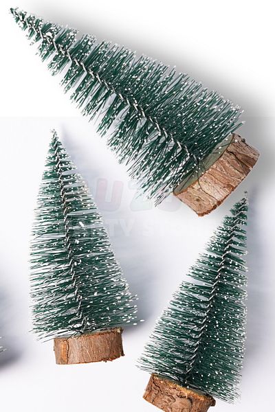 Huzur Party Store Nevada Tree Σετ 3 - 10-10-15 cm, Μίνι Επιτραπέζιο, Πρωτοχρονιάτικο Δώρο Πεύκο Χιονισμένο