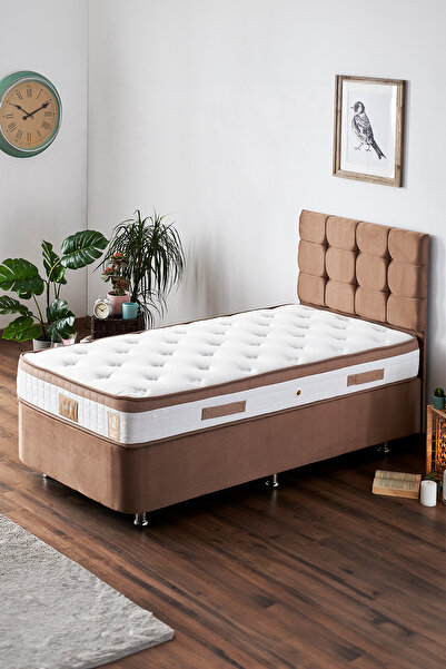 Niron Latte Yatak Seti 90x190 Tek Kişilik Yatak Baza Başlık - Sert Yatak, Kum...