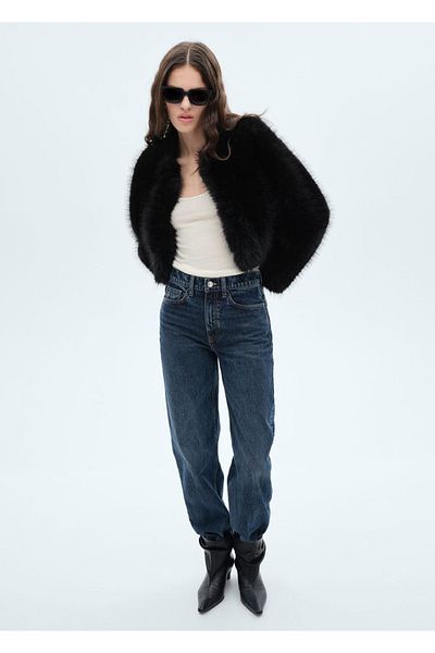 MANGO Woman Jacke in Pelzoptik