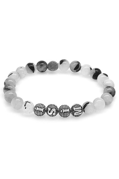 Tesbihane Rutil Quartz Metal Combination Sphere Cut Natural Stone Bracelet