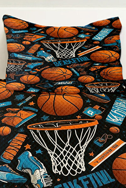 Else Dekor Μπάλες μπάσκετ με μοτίβο για αγόρια Μονό Σετ Πικέ Καπιτονέ κάλυμμα κρεβατιού