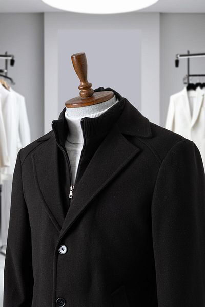 Salihtarzz Black Cashmere Men's Coat - Sd41058