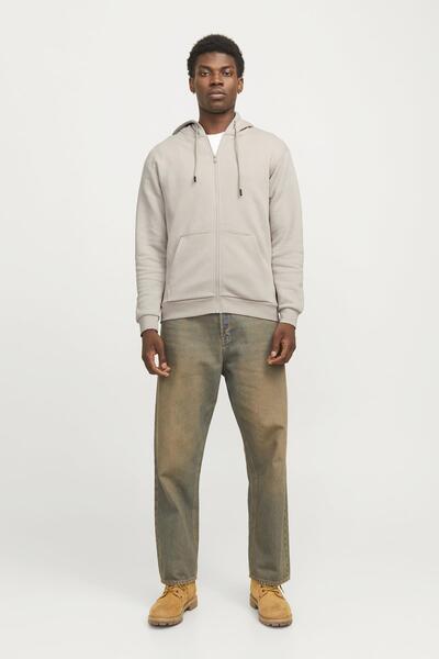 Jack & Jones Jjebradley Sweat Zip Hood Noos Stone 12249342