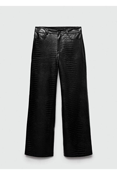 MANGO Woman Pantaloni cu efect de piele de șarpe cu croială dreaptă