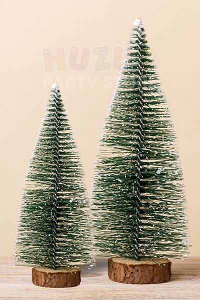 Huzur Party Store Σετ 2 Νεβάδα Δέντρο 10-15 cm Μίνι Επιτραπέζιο Πρωτοχρονιάτικο Δώρο Πεύκο Χιονισμένο Πρωτοχρονιάτικο Δώρο