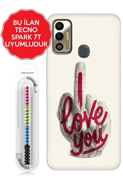 Cekuonline Spark 7T 8C 8T 9 10 10C 20 20C Pro 5G Kılıf Silikon iLoveYou