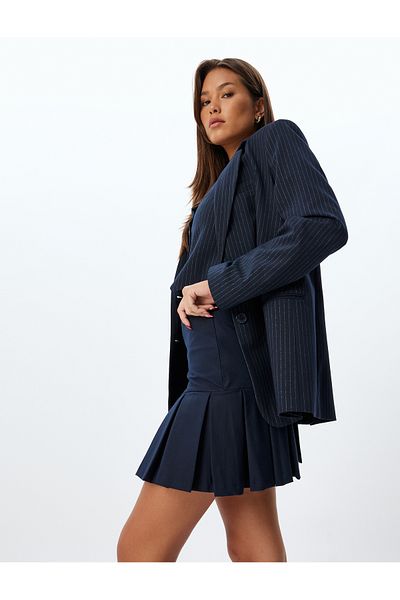 Koton Dark Blue Women's Mini Pleated Skort