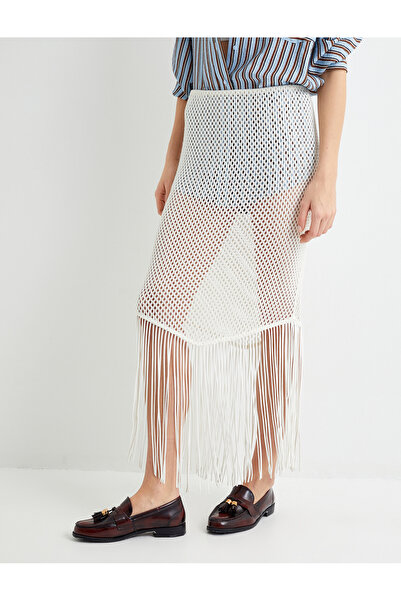 Koton Crochet Tassel Detail Midi Skirt