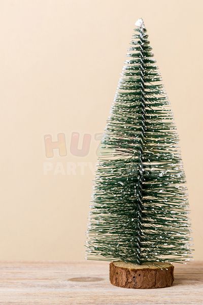 Huzur Party Store Πρωτοχρονιάτικο Τραπέζι Nevada Tree Mini Desk Pine Tree 15 cm Snowy Ends Snowy με ξύλινη βάση