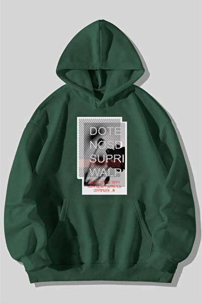 cennet'in butiği Dote Nosd Printed Green Oversized Sweatshirt