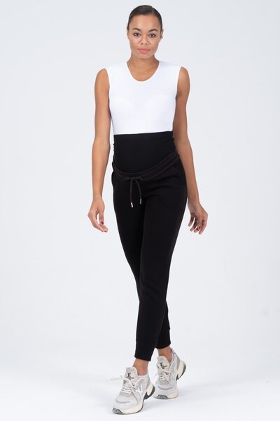 BUSA Hamile Esnek Karın Bantlı Termal Eşofman Altı Siyah