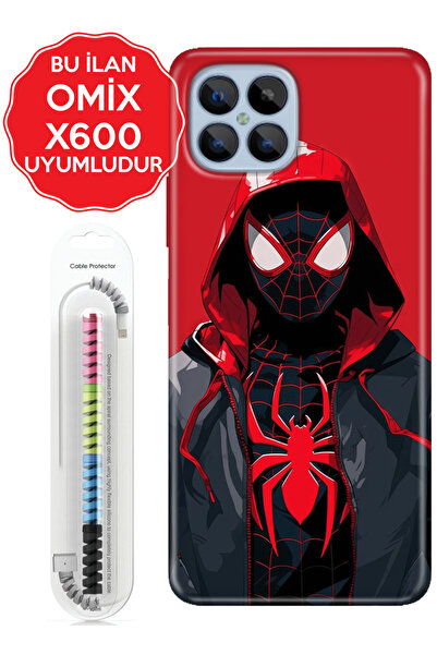 omix X3 X5 X6 X7 X300 X400 X500 X600 X700 Kılıf + SpiralKablo Retro Spider