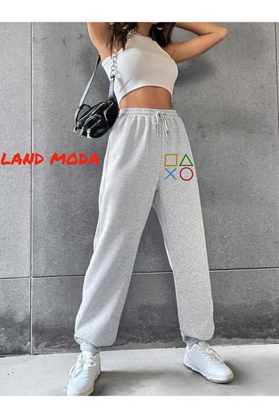 LAND MODA Μαύρο αθλητικό εμπριμέ Jogger Sweatpants - Slim Fit Sweatpants με ελαστικές τσέπες στο πόδι
