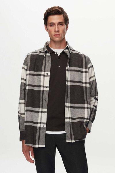D'S Damat Comfort Anthracite καρό πουκάμισο