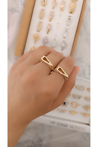Ayarlanabilir Gold Kalpli Çelik Yüzük