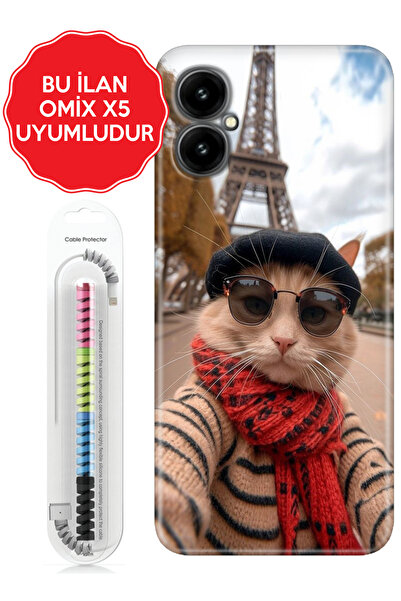 omix X3 X5 X6 X7 X300 X400 X500 X600 X700 Kılıf Resimli Silikon Kapak Selfie Cat