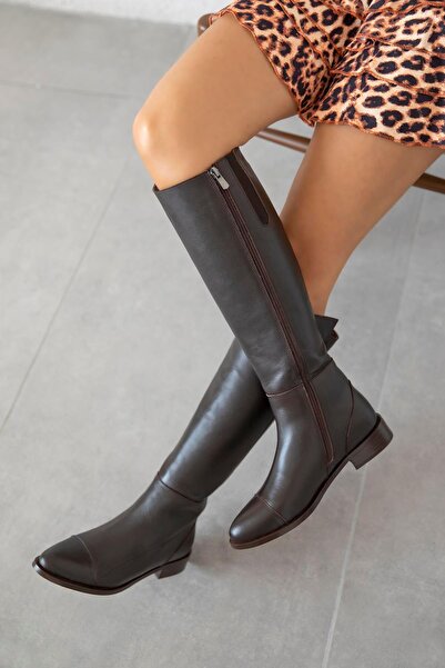 STRASWANS Tornado Women's Rider Genuine Leather Boots Brown