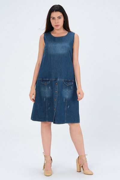 BUSA Rochie Denim De Maternitate Cu Buzunar Albastru