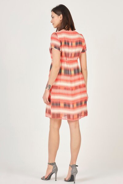 BUSA Hamile Elbise Yaka Aksesuarlı Bel Kemerli Ekru