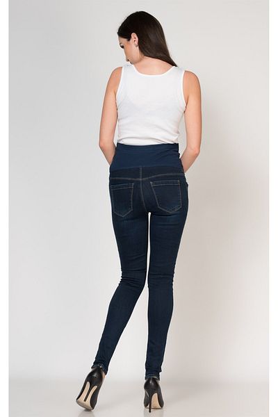 BUSA Pantaloni Blugi Maternitate Albastru Inchis Model Drept Picior Subtire Albastru