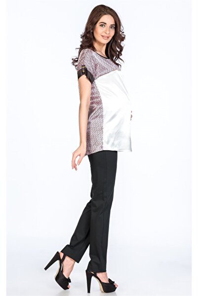 BUSA Блузка для вагітних з принтом на комірі, рожева