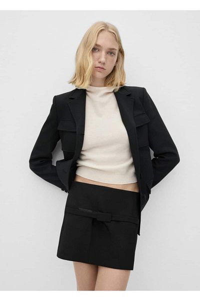MANGO Woman Belted Slit Mini Skirt
