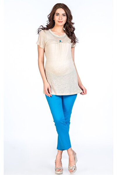 BUSA Блузка для вагітних з лінійним коміром, аксесуар, модель BEJ