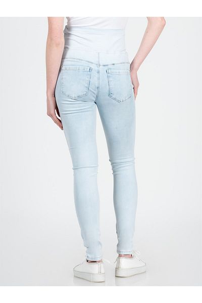 BUSA Blugi skinny reglabili, elastici, cu bandă abdominală, albastru de gheață