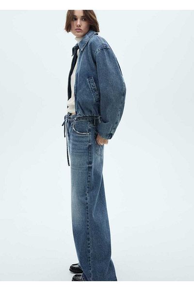 MANGO Woman Palton din denim cu buzunare
